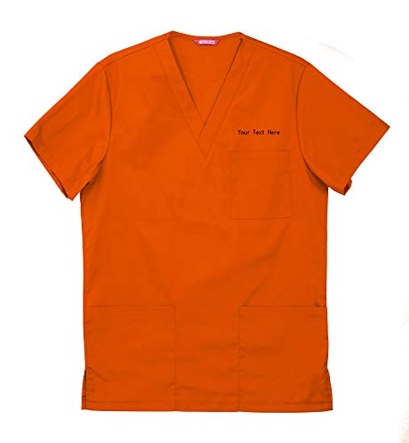 Personalized Customizable Embroidered Men's Scrub Top Orange