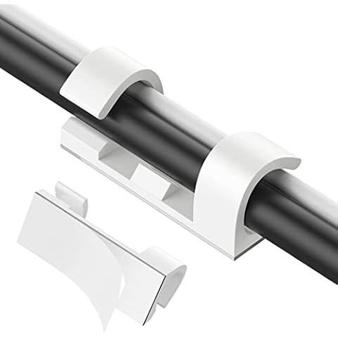 AGPTEK 30 Stück Kabelclips, Selbstklebende Kabelhalter für Schreibtisch, Netzkabel, Verlängerungskabel, TV-Kabel, LAN-Kabel, Kabelklemme Set, keine Spur Kabelmanagement, Mittel, Weiß Cover