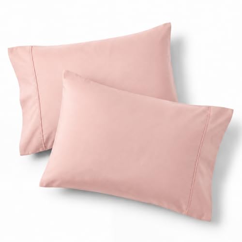 Image of Bedsure Pillow Cases Standard Size Set of 2 - Blush Pink Brushed Microfiber Pillowcases, Super Soft and Cozy Pillow Case Covers with Envelope Closure for Kids, Wrinkle, Fade Resistant, 20x26 Inches