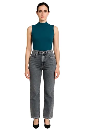 Image of KOTTY Women's Solid|Fit and Flared Fitting|Ankle Leg Style|High Rise|Stechable|Casual Jeans
