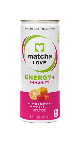 matcha LOVE Energy+ Immunity, Japanese Matcha + Acerola & Yuzu Tea Blend, 8.28 Fl Oz, Pack Of 12