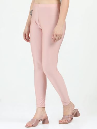 Image of Women's Nylon Shimmer Leggings | Ankle Length | Slim Fit | Stretchable Spandex Leggings | Shiny Finish | Casual Wear & Special Occasion