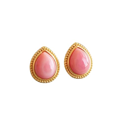 Pendientes de flor de durazno rosa en plata S925 un amuleto de calma