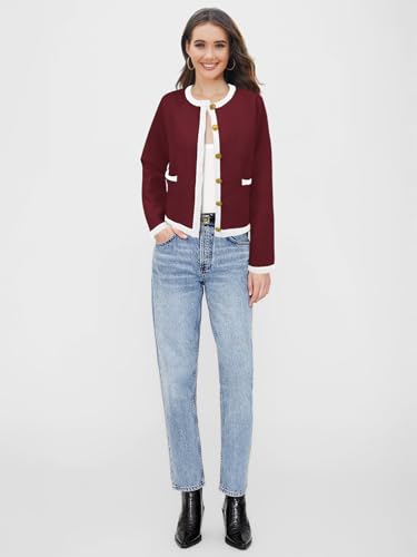 Image of SuperPrity Cardigan Sweaters for Women Long Sleeve Button Down Cropped Knit Coat Jacket with Pocket 2024 Fashion Fall Outfits