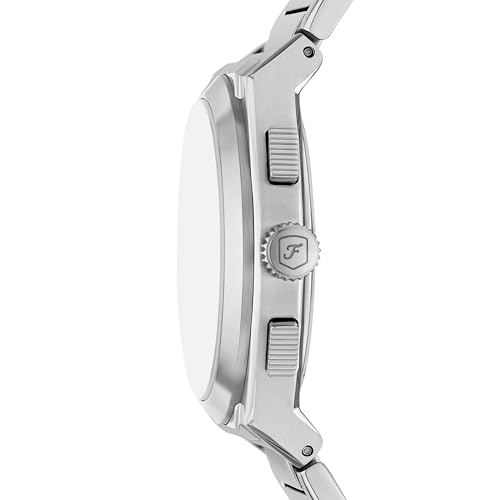 Image of Fossil Men Everett Silver Quartz Stainless Steel Blue Dial Analog Watch FS6104