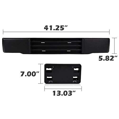 Pit66 Front Bumper & License Plate Bracket, Compatible With 15-17 Ford F150 Grille Trim Panel + License Plate Mount Fascia Cover Set(Not Fit Ecoboost Powered F150) #TOP2