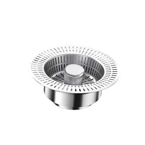 Tapón de fregadero de cocina 3 en 1 y colador de drenaje, tapón de fregadero desplegable de acero inoxidable para drenaje estándar de EE. UU. de 3-1/2 pulgadas, solución de drenaje eficiente para