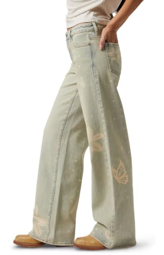 PacSun Women's Casey Low Rise Baggy Jeans Butterfly Graphic Light Indigo