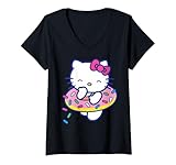 Womens Hello Kitty Donut Sprinkles Floaty Summer Swimming V-Neck T-Shirt
