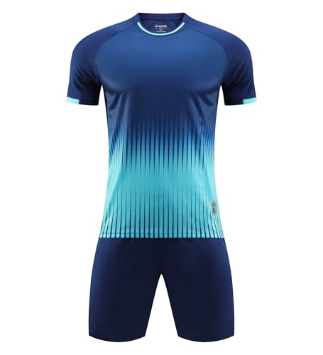 Bairliss Boys Soccer Jersey Shorts Set Football Training Uniforms Navy 6-7