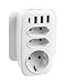 Produktbild LENCENT USB Steckdose Steckdosenadapter 7-in-1 Mehrfach Stecker, 3 Fach Multistecker Doppel Euro und 1 Schuko Steckdose 4000W, Mehrfachsteckdose mit 3 USB-A & Typ-C für Smartphone, Laptop