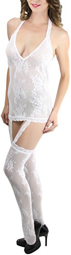 Image of ToBeInStyle Women's Bodystocking Bustier Garter Lingerie Suspender Thigh High Stockings