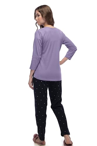 Image of LOTIK Women Cotton Heart Print Top & Payjama Full Sleeve Night Suit Set