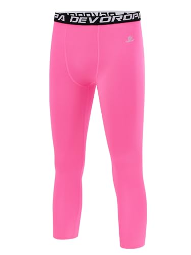 Image of DEVOROPA Boys Leggings Youth Compression Pants Sports Tights Basketball Football Baseball Soccer Baselayer Slim /Regular /Husky