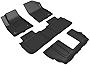 3D MAXpider All-Weather Floor Mats for GMC Acadia 2017-2022 (2nd Row Bench Seat) Custom Fit Car Floor Liners, Kagu Series (1st, 2nd & 3rd Row, Black)