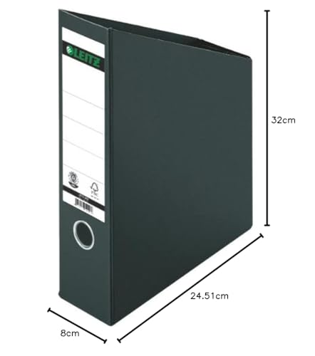 Leitz Stehsammler 80 mm Rückenbreite, A4, Hartpappe, Faltbar, Schwarz, 24230095