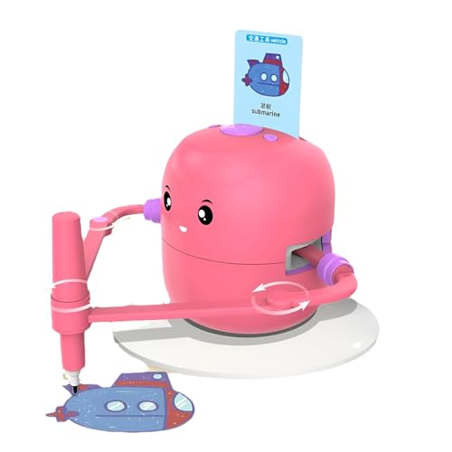 Robot dessinateur enfant rose Syfunlv avec 100 cartes d'apprentissage