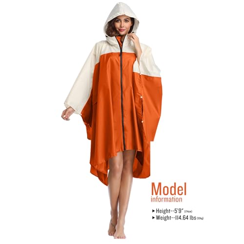 Image of SaphiRose Adult Rain Poncho Waterproof Hooded Zipper Raincoat with Pockets | OEKO-TEX Certified 100% Polyester, Lightweight Packable Storage Pouch, Heat-Sealed Seams, Quick-Dry for Outdoor Hiking