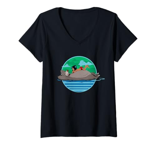 T-shirt col V femme Disney The Jungle Book t-shirt coton Baloo Mowgli
