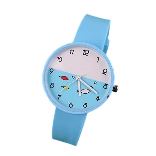 Reloj para niña Relojes de Pescado de Goma Blanda Reloj de Pulsera de Cuarzo de Moda para niña para Mujer Reloj Horas Femeninas Relojes para niñas (Color : Blue xy)