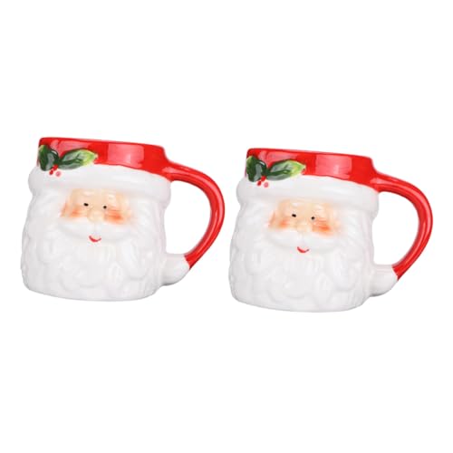 CIYODO 2piezas Taza De Cerámica De Papá Noel Exquisita Taza Navideña Creativa para Decoración De Navidad Rojas