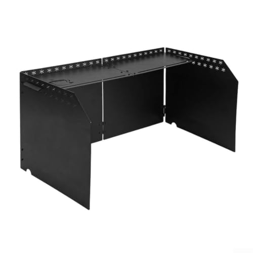 Parabrisas plegable negro para estufas de caja senderismo y cocina de camping 2