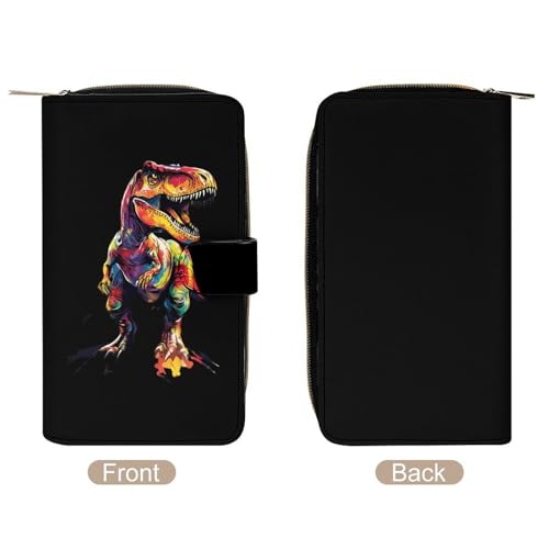 Colorful Dinosaurs Long Wallet for Women Men Purses Coin Pouch Credit Card Holder Organizer3