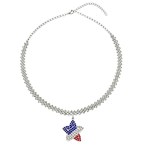NTOYDHSZ 4th of July Necklace for Women, Red White Blue Patriotic Jewelry, USA Independence Day Necklace, Memorial Day Patriotic Accessories by NTOYDHSZ - Used condition - US$8.58