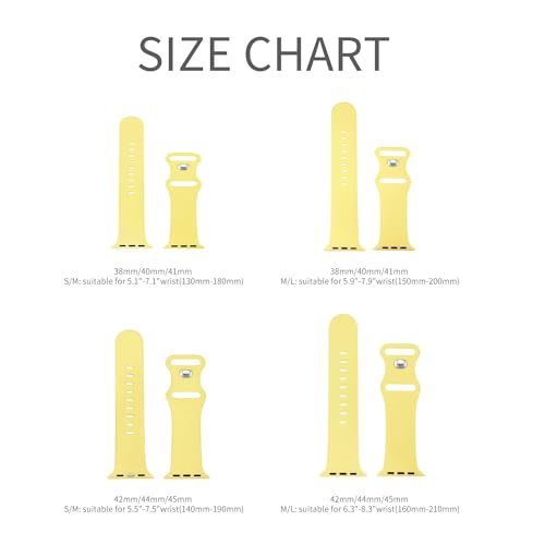 Image of Sport Bands Compatible with Apple Watch Band 38mm /40mm /41mm /42mm /44mm /45mm /49mm Women Men,Soft Silicone Strap Compatible with iWatch Ultra2 /Ultra Series10 /9 /8 /7 /6 /5 /4 /3 /2 /1 /SE Ginger Yellow