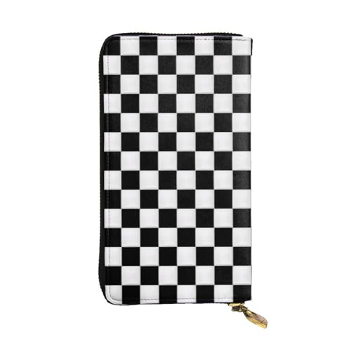 Stylish Black And White Checkered Long Leather Wallet For Women, Large Capacity Pu Leather Purse, Phone Card Holder Case Credit Card Wallet, Classy Clutch For Ladies & Men