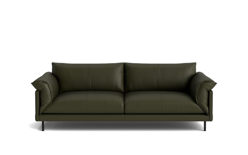 Image of LEGACY OF COMFORT Zola 3 Seater Sofa Three Seater Sofa Leather for Living Room Hotels and Offices (Olive Green)