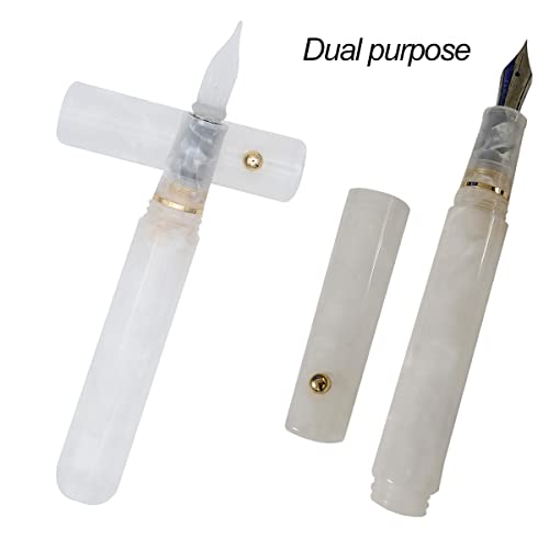 Sipliv Resin Acrylic Multifunctional Dual-Purpose Pen Glass Dip Pen Fountain Pen Pocket-Size Travel Short Pen With 5 Types Replacement Pen Nib - Red #TOP1