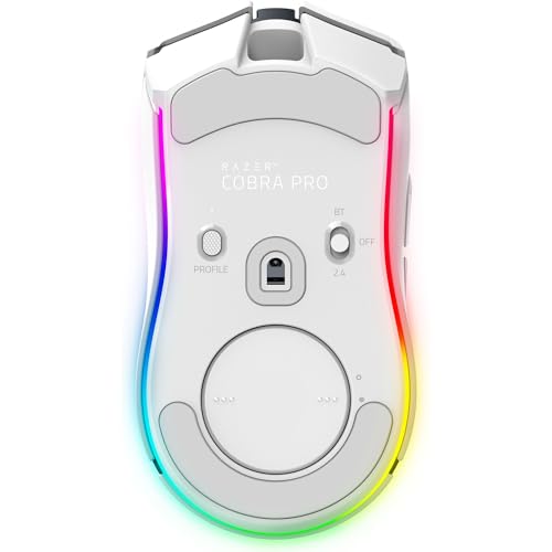 Razer Cobra Pro - Souris de Jeu sans Fil avec RGB - Optical Focus Pro Sensor avec 30K DPI (10 Boutons Personnalisables, HyperSpeed Polling 8K Hz, Bluetooth, Illumination avec 11 Zones) Blanc