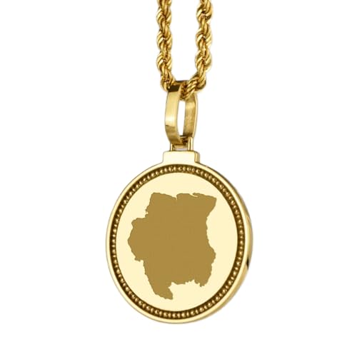 Collier carte du Suriname argent doré, le cadeau unisexe parfait