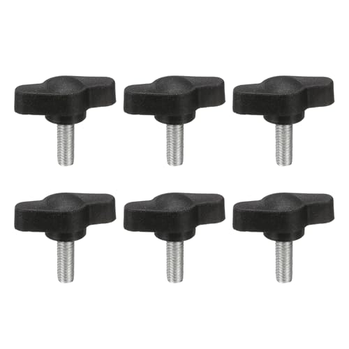 PATIKIL M5 x 14mm Tee Wing Thumb Screws, 6Pcs Carbon Steel Mechanical Handle Bolt Thumb Screws for Remove Replace Hand Clamping Tightening Knobs Power Supply, Black