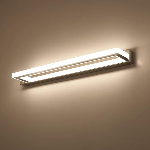 ECOBRT LED Spiegelleuchte Bad 42cm - Moderne Badezimmerlampe mit IP44, Chrom Finish, 9W 4000K für Spiegel und Wand