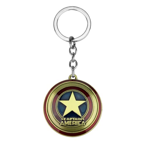 Llavero de Capitán América con colgante de escudo de estrella redondo, marrón, Talla única