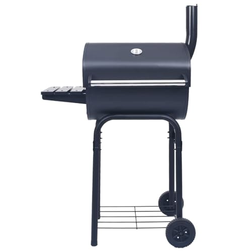 Barbacoa de carbón vegetal con estante inferior, acero recubierto de polvo y plástico, ideal para jardín y balcón, duradera y fácil de limpiar