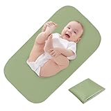 Elantrip Changing Pad for Bed - Leather Changing Pad for Baby, Portable Baby Changing Mat Travel, Compact Diaper Change Mat, Fits Diaper Bag Green