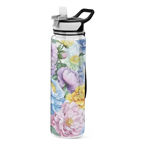 Burbuja Butterfly 32 oz Water Bottle with Straw Lid, Leakproof & BPA Free Tritan Bottle for Gym Fitness Outdoor Sports