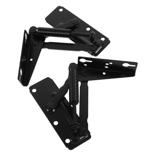 CIYODO 2pcs 85 Symmetric Spring Hinge Corner Shelf Foldable Shelf Cabinet Door Hinges Cabinet Lifting Support Frame Long Reach Hatch Hinge Bench Seat Hinge Folding Table Hinge Iron Black