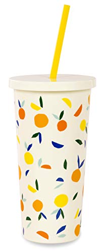 Buy 1 get 1 Kate Spade New York Insulated Tumbler with Reusable Straw, 20 Ounce Travel Cup, Citrus Twist