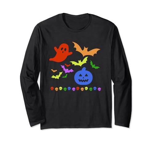 Gay Pride Halloween Spooky Rainbow LGBTQ LGBT Autunno Autunno Maglia a Manica