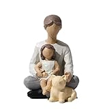 LBSDJDL 3-Person Family Small Figurines Thanksgiving Christmas Family Statues Reading Figurines Father and Daughter（A）
