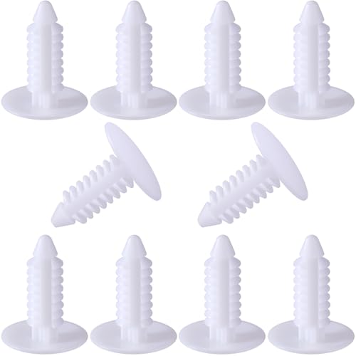 DC,CLISENCE 10 Pcs White Bumper Plugs, License Plate Hole Plugs, Plastic Push Pins Automotive, Bumper Hole Plugs, Push Clips Automotive for 8mm Rivets Car Plate Hole