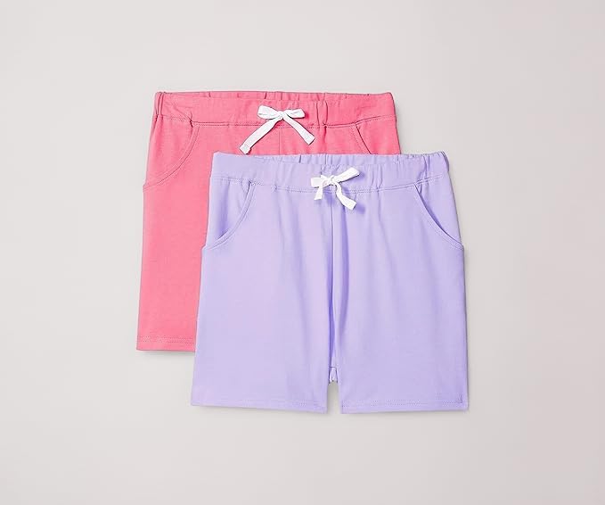 Image of Cloth Theory Premium Cotton Shorts for Girls - Regular Fit Pocket Shorts for Girls Pack of 2