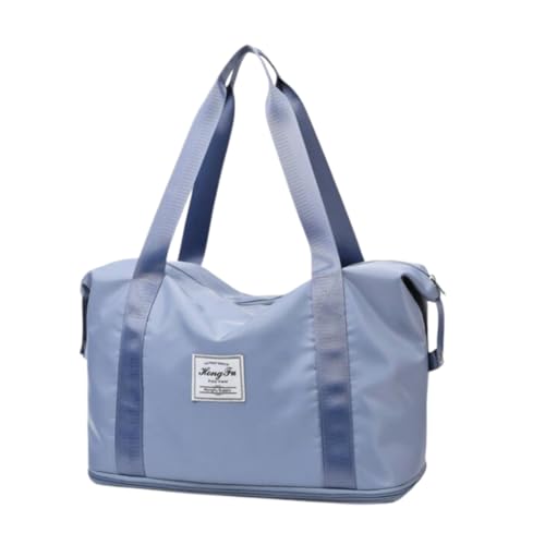 Bolsa Mala de viagem academia dobrável de grande capacidade portátil leve impermeável tecido Oxford bolsa esportiva À Prova D'Agua Multiuso de separação seca e molhada (AZUL CLARO)