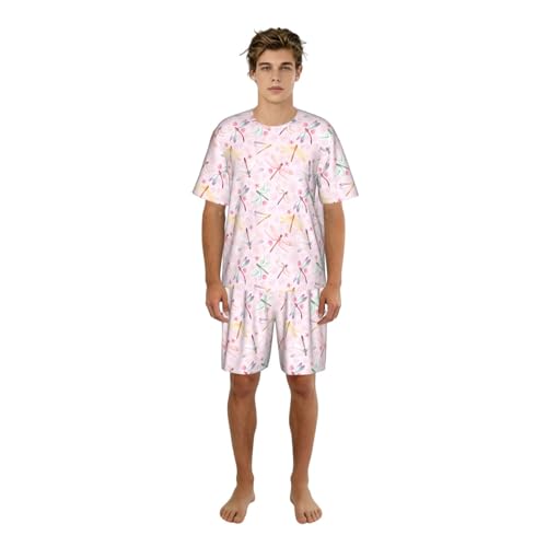 Pijama de libélula para hombre con camiseta y pantalones cortos