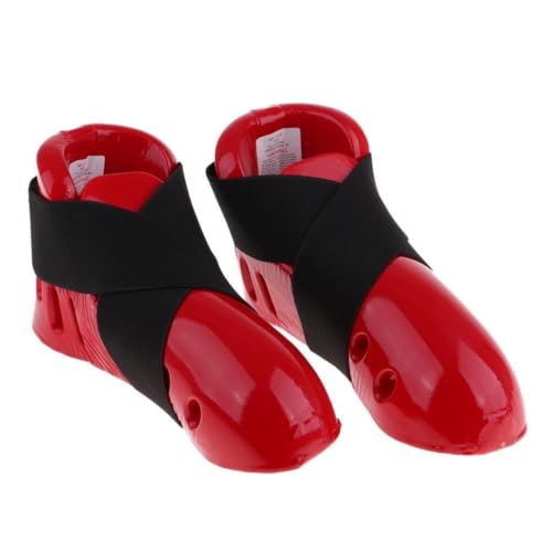 AMSLSIU Protector de pie Flexible para Zapatos de Karate y Taekwondo, Equipo PU, No es fácil deformar, Peso Ligero, sin Suela Ajustable, Rojo, l