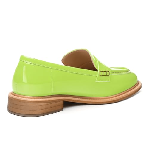 Image of JUSTDANNI Loafers for Women Slip On Shoes with Round Toe 1.2-Inch Low Chunky Block Heel Patent Comfortable Casual Dress Pump Shoes for Wedding Party Work Shopping Dating